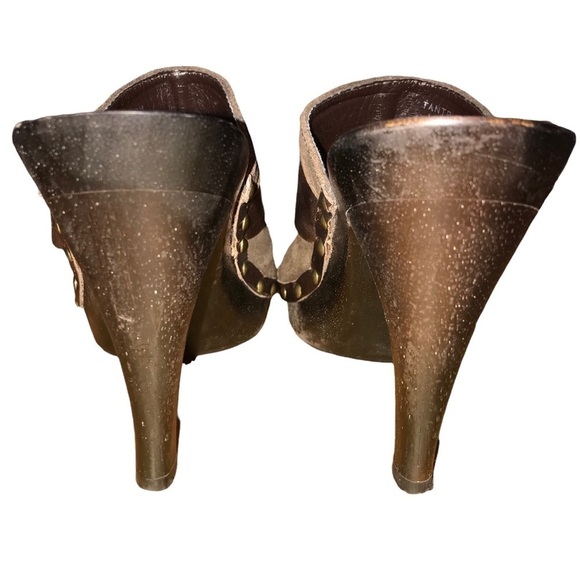 Steven Steve Madden Tantruum Suede Leather Studded Wood Heel Platform Clogs - Picture 9 of 11